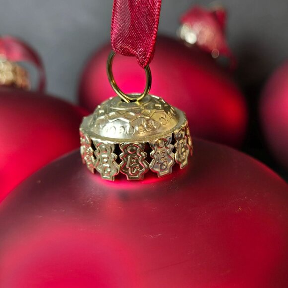 Frontgate Red Teardrop Glass Ornaments Set Of Four Matte Holiday Decor 4 Inch - Picture 3 of 7